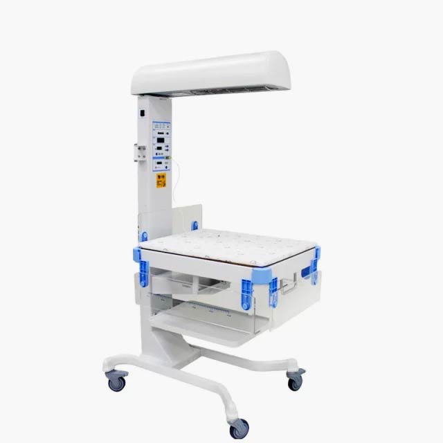 Mesa de reanimación neonatal con lámpara de fototerapia
