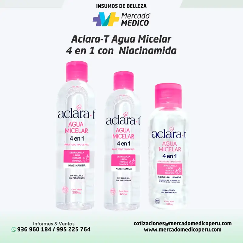 Aclara-T Agua Micelar 4 en 1 con Niacinamida
