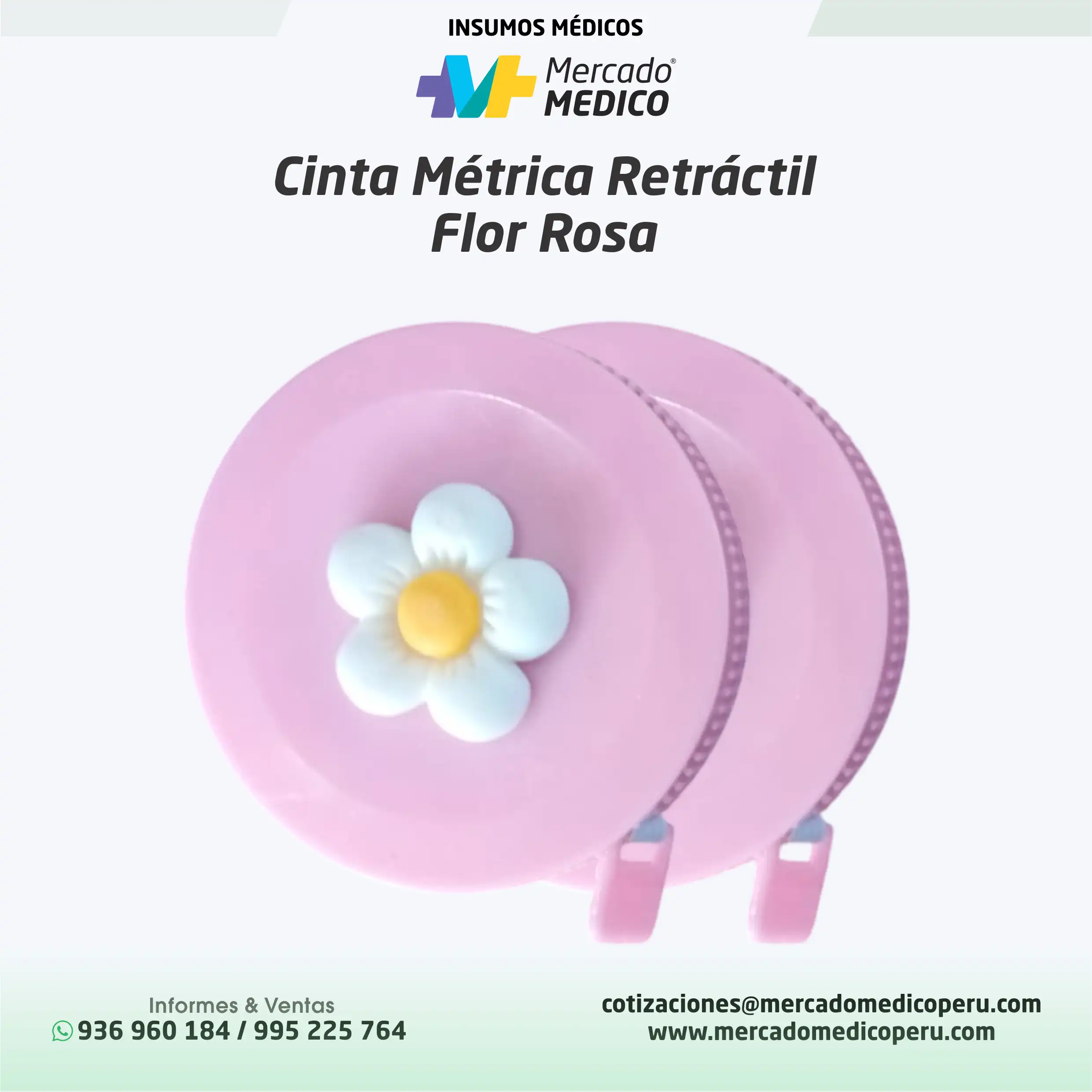 Cinta Métrica Retráctil Flor Rosa